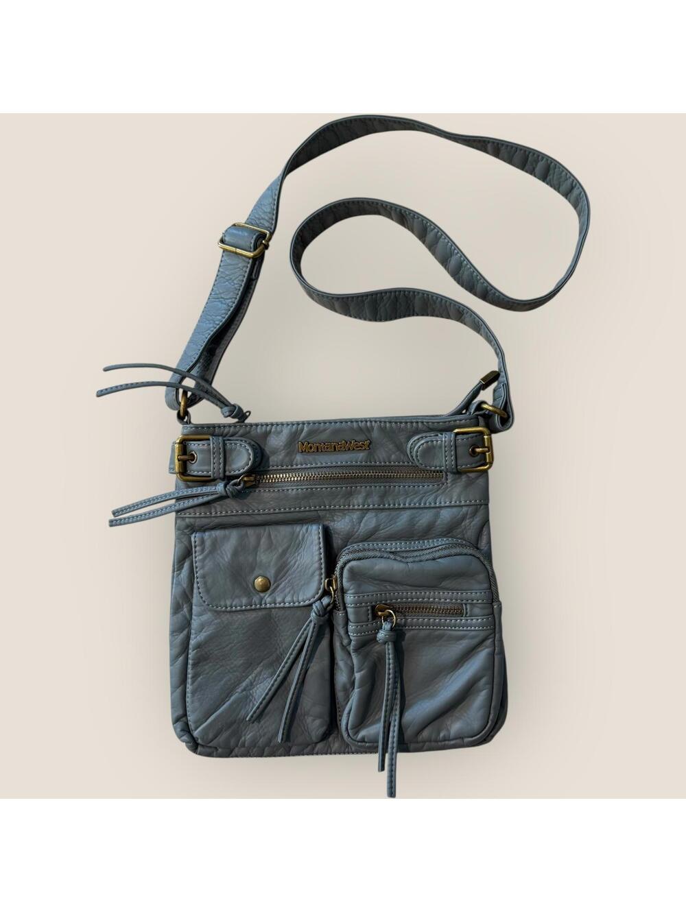 Monterey West Gray Leather Crossbody Bag